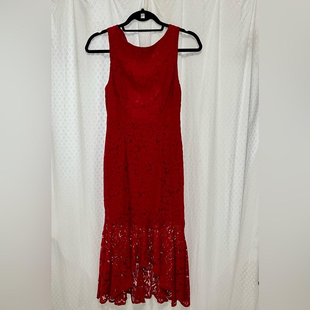 Red lace midi dress from LuLu’s size S